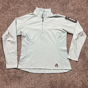 Eddie Bauer First Ascent Sweater Womens Medium Aqua Blue Fleece 1/4 Zip Climbing